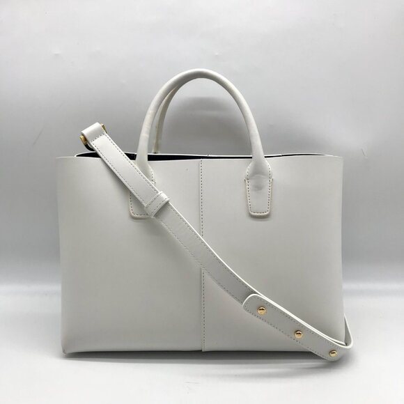 Mansur Gavriel White Leather Convertible Satchel - Picture 2 of 12